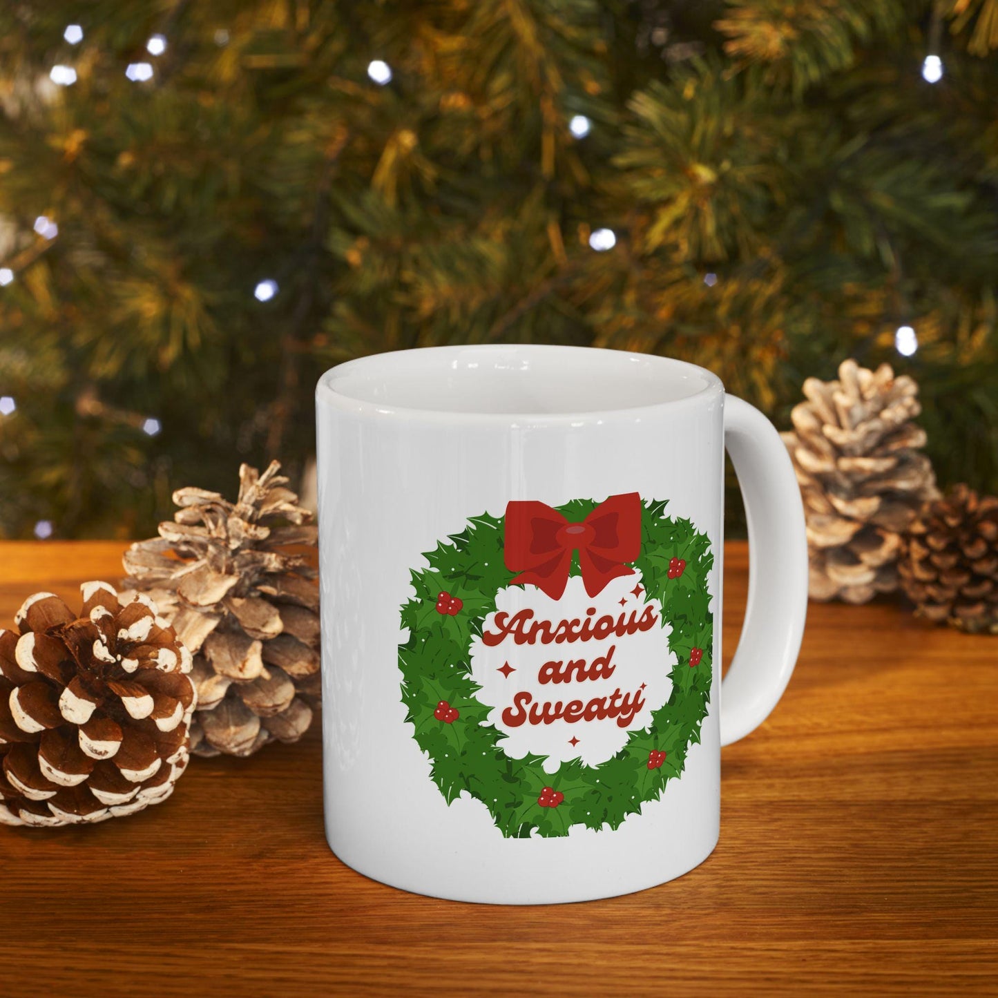 Anxious and Sweaty Christmas Mug Ceramic Mug, (11oz, 15oz)