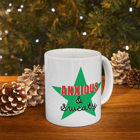 Anxious and Sweaty Christmas Star Ceramic Mug (11oz, 15oz)